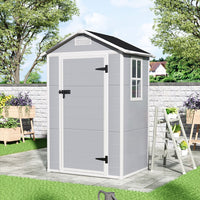 4x3ft apex roof garden shed closed, placed neatly in backyard for secure outdoor storage