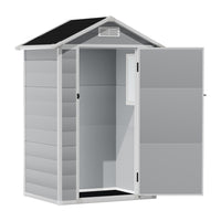compact 4x3ft apex roof garden storage shed with lockable door, isolated on white background