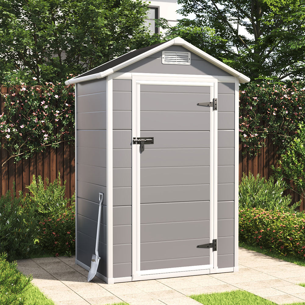 4x3ft apex roof garden shed with lockable door, durable outdoor storage house for tools and equipment