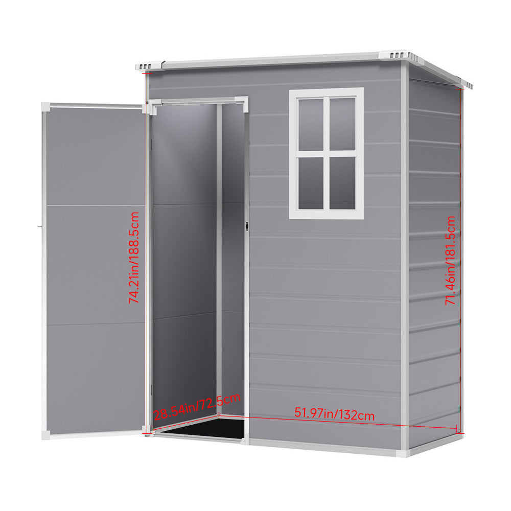 interior dimension layout of 5x3ft plastic garden shed showing ample storage space for tools and equipment