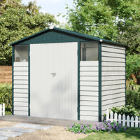 Durable Metal Garden Tool Shed Double Door Ventilated Apex Roof