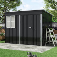 9x6ft charcoal black outdoor garden storage shed with gable roof – spacious and stylish tool storage solution