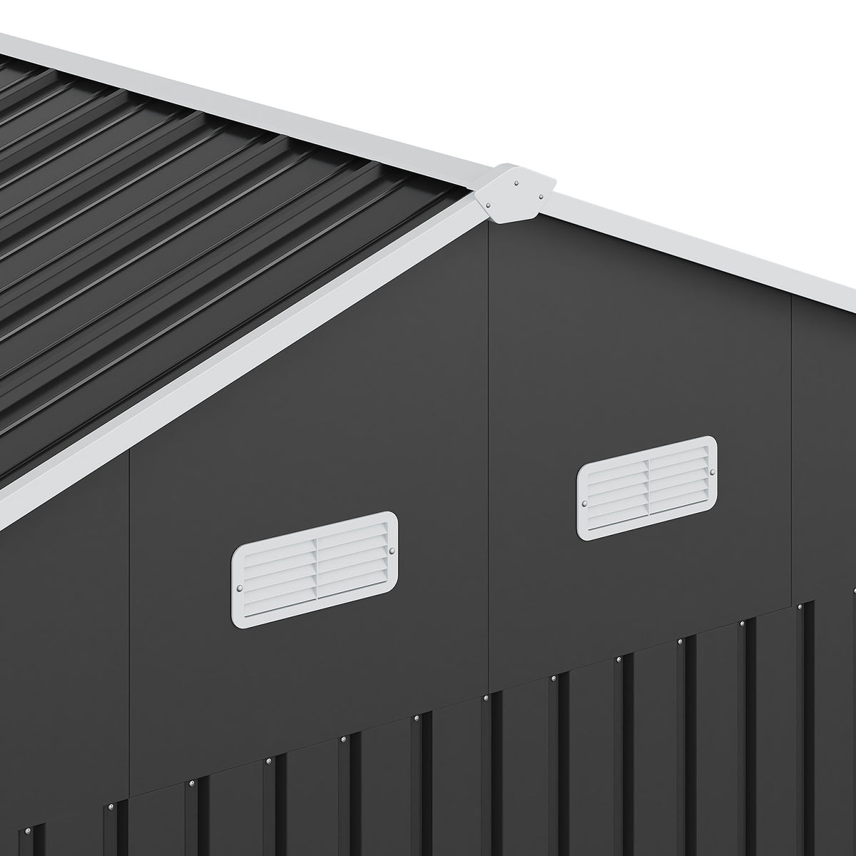 12x10FT Anthracite Metal Garden Shed With Windows Vents And Lockable Door