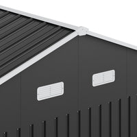 12x10FT Anthracite Metal Garden Shed With Windows Vents And Lockable Door