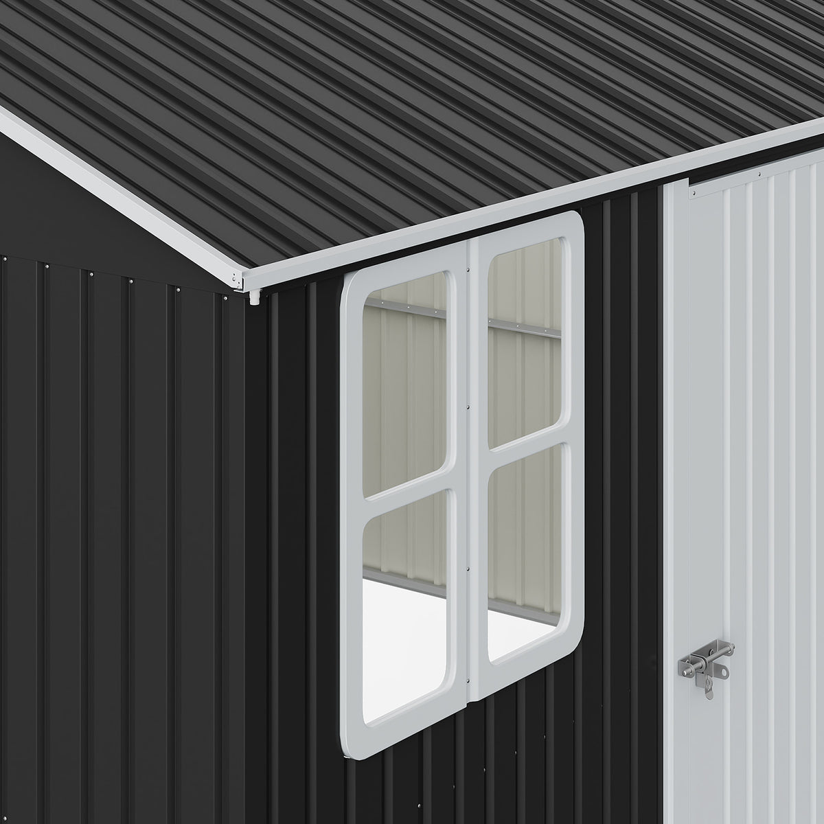 12x10FT Anthracite Metal Garden Shed With Windows Vents And Lockable Door