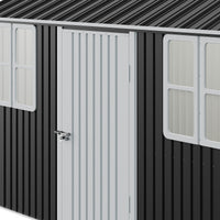 12x10FT Anthracite Metal Garden Shed With Windows Vents And Lockable Door