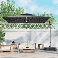 3M Garden Square Solar-Power LED Cantilever Parasol Umbrella