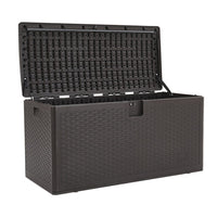 Brown rattan waterproof storage box – 127x56x63.5cm weatherproof plastic deck box with lockable lid