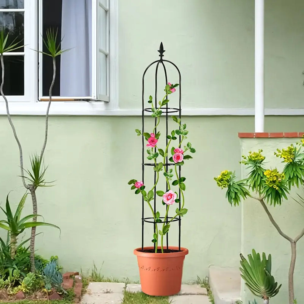 63 inch 2Pcs Black Garden Obelisk Trellis for Climbing Plants
