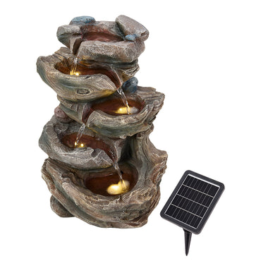 Solar-Powered Water Fountain Tree Stump LED Gardening Decor