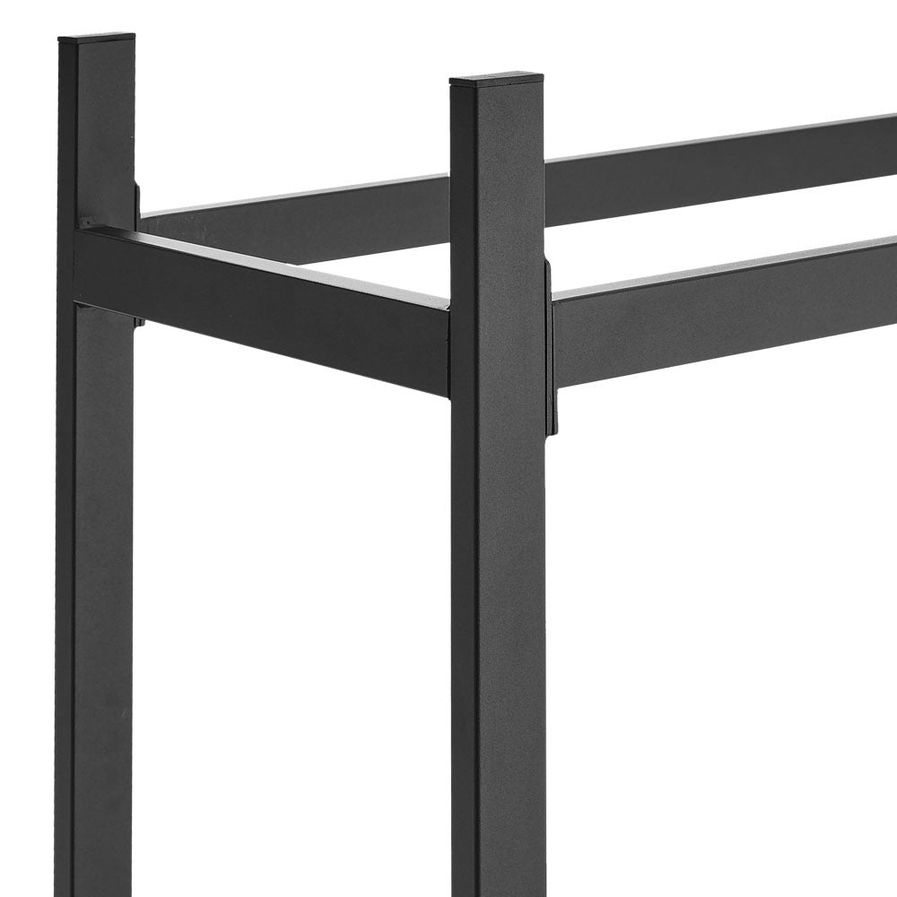 Close-Up of Black Metal Firewood Holder – Sturdy Powder-Coated Frame with Smooth Finish