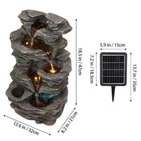 Solar-Powered Water Fountain Garden Outdoor Feature with LED Lights
