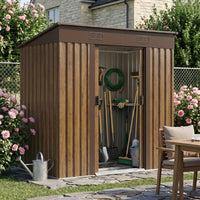 6x4FT Metal Garden Storage Shed with Lockable Sliding Doors