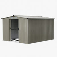 8x10ft Metal Double Sliding Doors Garden Storage Shed With Apex Roof 4 Vents