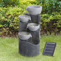 Outdoor Decor Solar-Powered Water Fountain Rockery Decor with LED Light Living and Home 