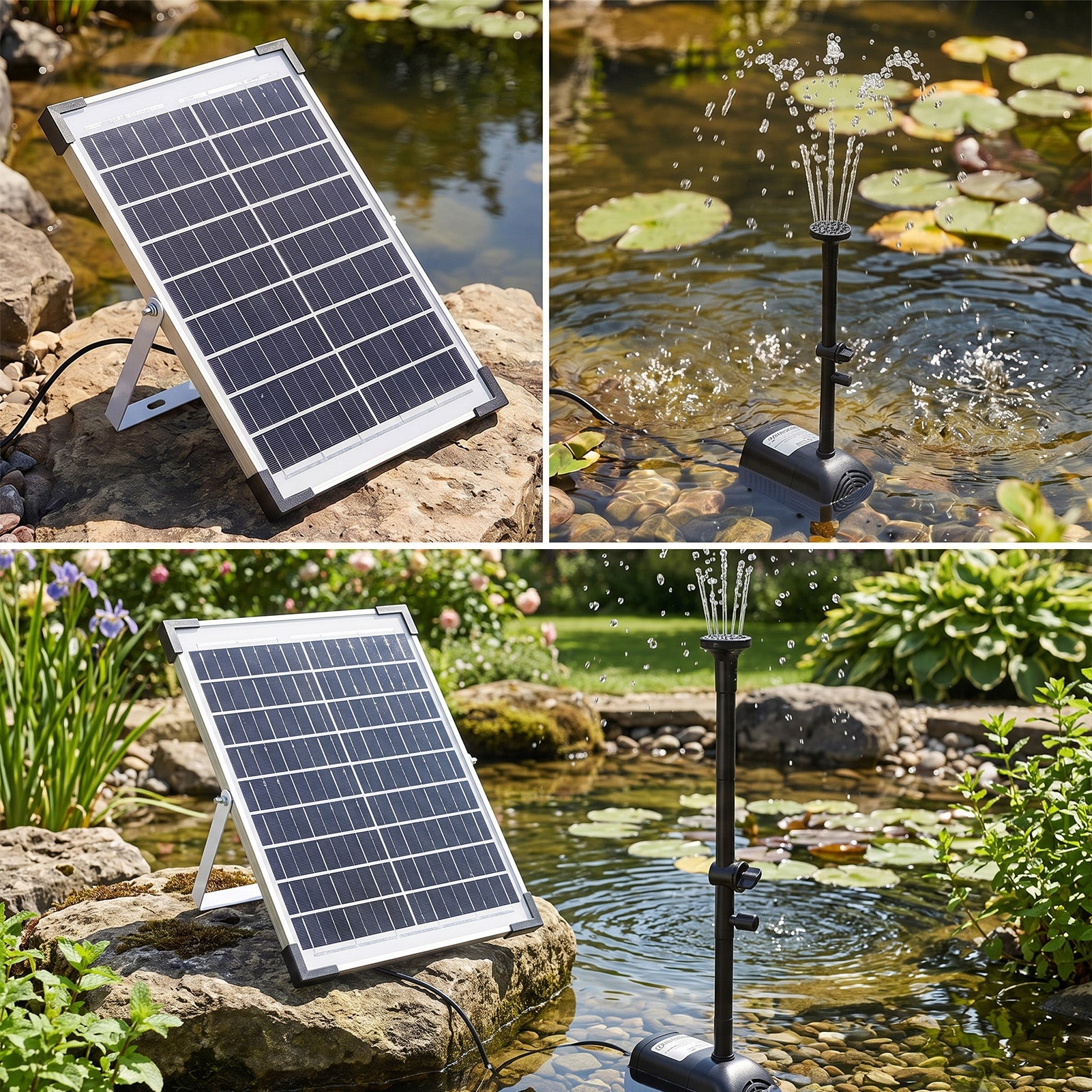 Solar-Powered Fountain Pump LED Water Feature Garden Decor Spray 500Lh