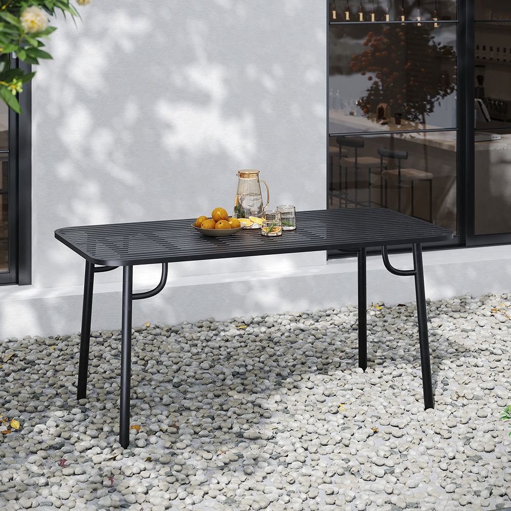 160cm Rectangular Wrought Iron Garden Table – Elegant Outdoor Family Dining Scene