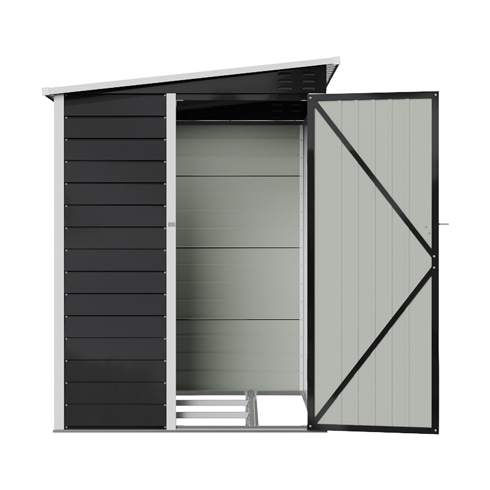 4x6ft Pent Roof Metal Garden Storage Shed with Lockable Door