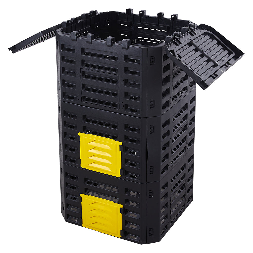 500L extra large black compost bin – heavy-duty outdoor plastic composting solution for garden use