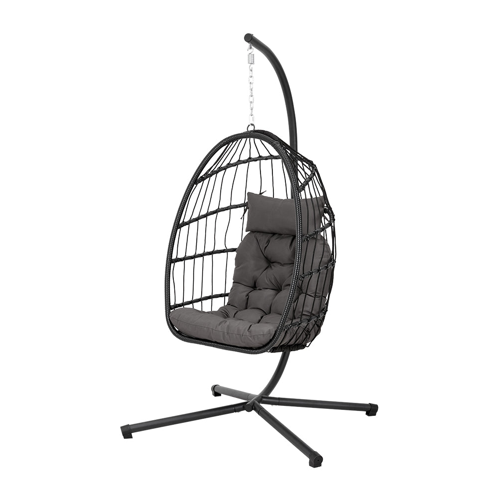 Garden Swing Chair with Stand and Cushion