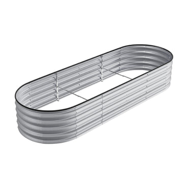 Oval galvanized steel raised garden bed – weatherproof outdoor planter, easy to assemble for gardening