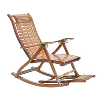 Foldable brown bamboo rocking recliner for garden or patio use