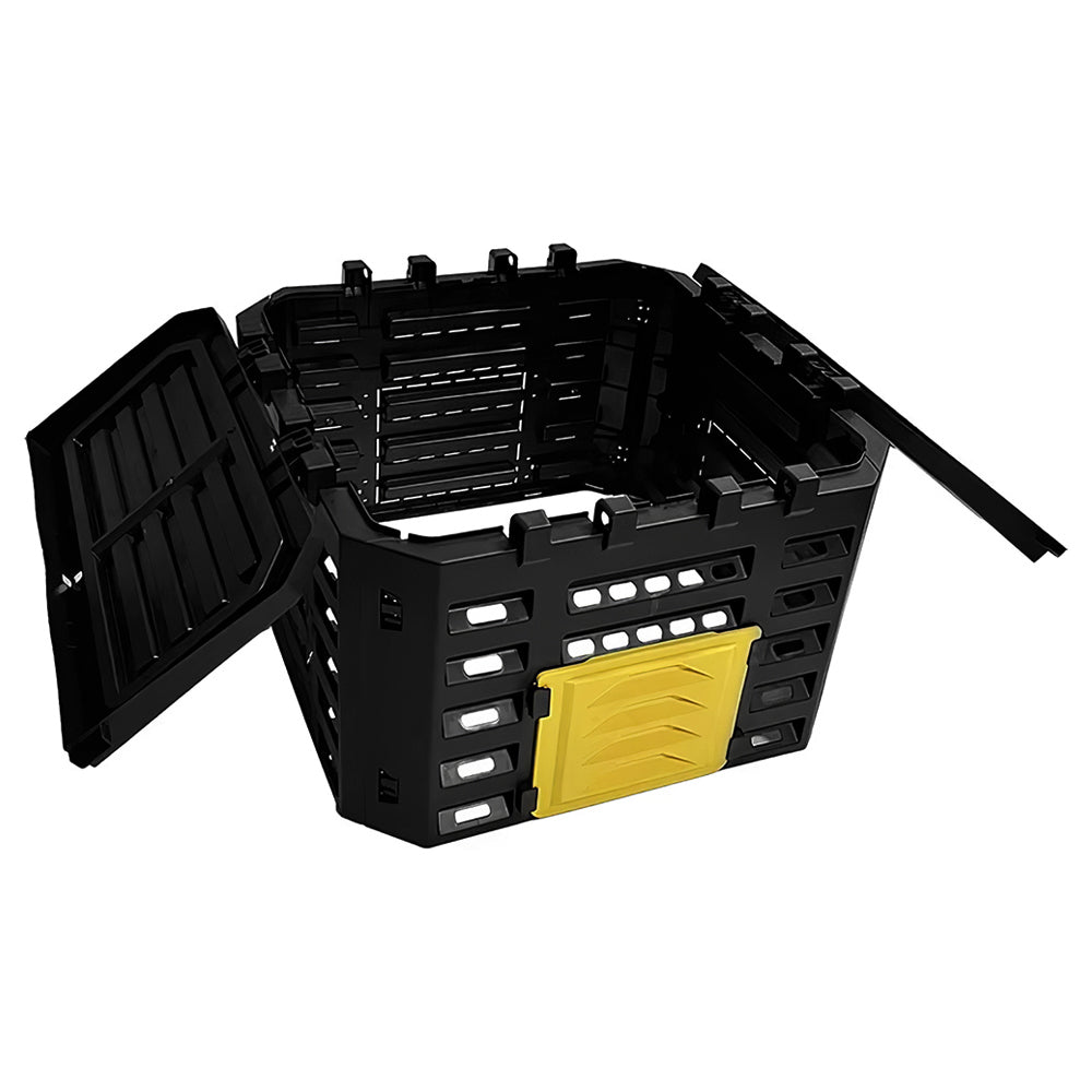 180L black plastic garden compost bin – compact outdoor composter for household waste recycling