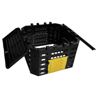 180L black plastic garden compost bin – compact outdoor composter for household waste recycling