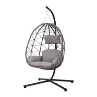 Grey Garden Swing Chair with Stand and Cushion