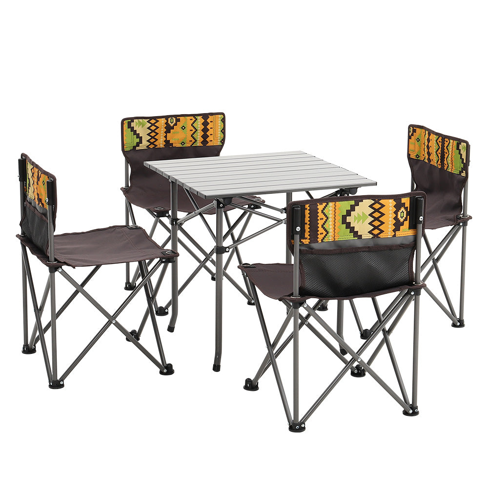 Compact Folding Camping Table with 4 Chairs – Lightweight 5-in-1 Outdoor Set with Storage Bag