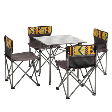 Compact Folding Camping Table with 4 Chairs – Lightweight 5-in-1 Outdoor Set with Storage Bag