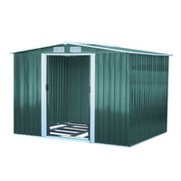 10x8ft Metal Garden Storage Shed with Apex Roof & Sliding Doors