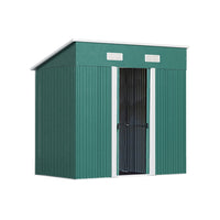 4x6ft Metal Garden Storage Shed with Pent Roof & Sliding Door