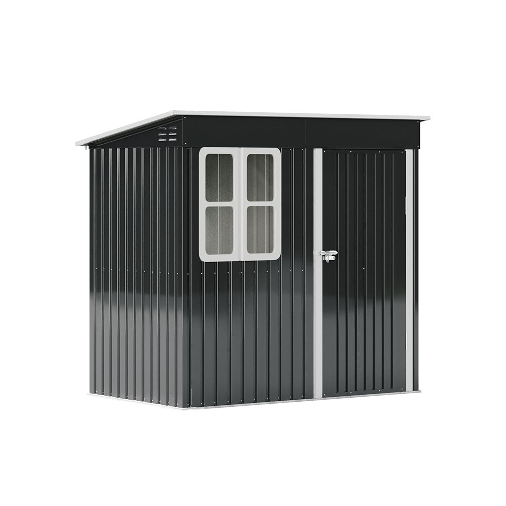 Charcoal black metal shed 7x4ft – weather-resistant garden storage with sleek design and durable panels