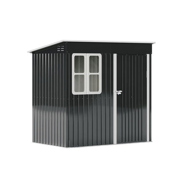 Charcoal black metal shed 7x4ft – weather-resistant garden storage with sleek design and durable panels