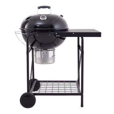 Black Carbon Steel Outdoor Charcoal Grill with Side Table, Smoke Vent, and Sturdy Wheels – Studio Product Shot