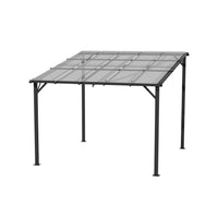Grey 10x10ft Wall-Mount Patio Canopy with Retractable Roof - White Background