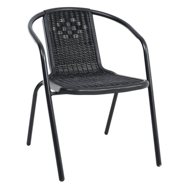 Six Stackable Black PE Rattan Garden Chairs – Lightweight and Durable Design