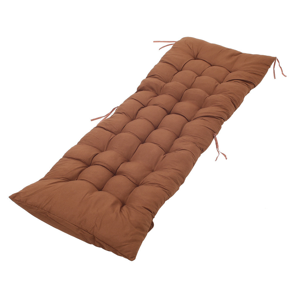Coffee Outdoor Seat Cushion Thick Tufted Pad on white background - Comfortable and weatherproof cushion for patio chairs
