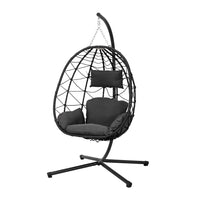 Grey Garden Swing Chair with Stand and Cushion