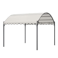 10x10ft Beige Metal Arched Pergola with Retractable Canopy – White Background Product Image