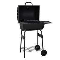 Garden portable charcoal BBQ grill with built-in thermometer and side prep panels – ideal for outdoor patio grilling, white background