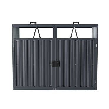 Freestanding 5x3ft galvanized steel bin storage shed in dark grey – outdoor garbage storage unit