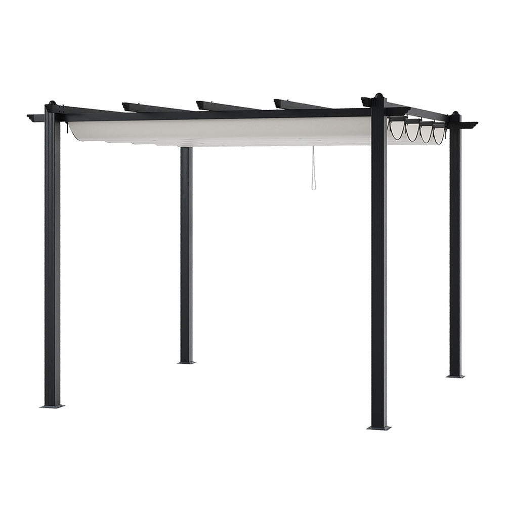 10x10ft Beige Aluminum Pergola Freestanding with Adjustable Canopy – Product Image