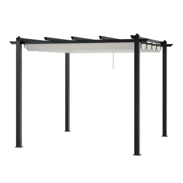 10x10ft Beige Aluminum Pergola Freestanding with Adjustable Canopy – Product Image