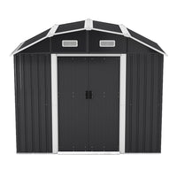 Freestanding 8x4ft galvanized steel acrylic garden storage shed with double doors – corrosion-resistant and weatherproof