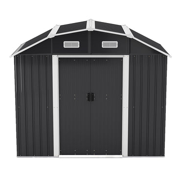 Freestanding 8x4ft galvanized steel acrylic garden storage shed with double doors – corrosion-resistant and weatherproof
