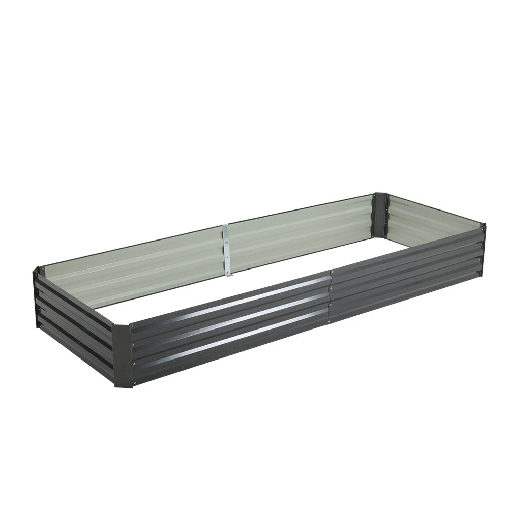 Rectangular galvanized steel outdoor raised bed – sturdy and rust-resistant garden planter box on white background