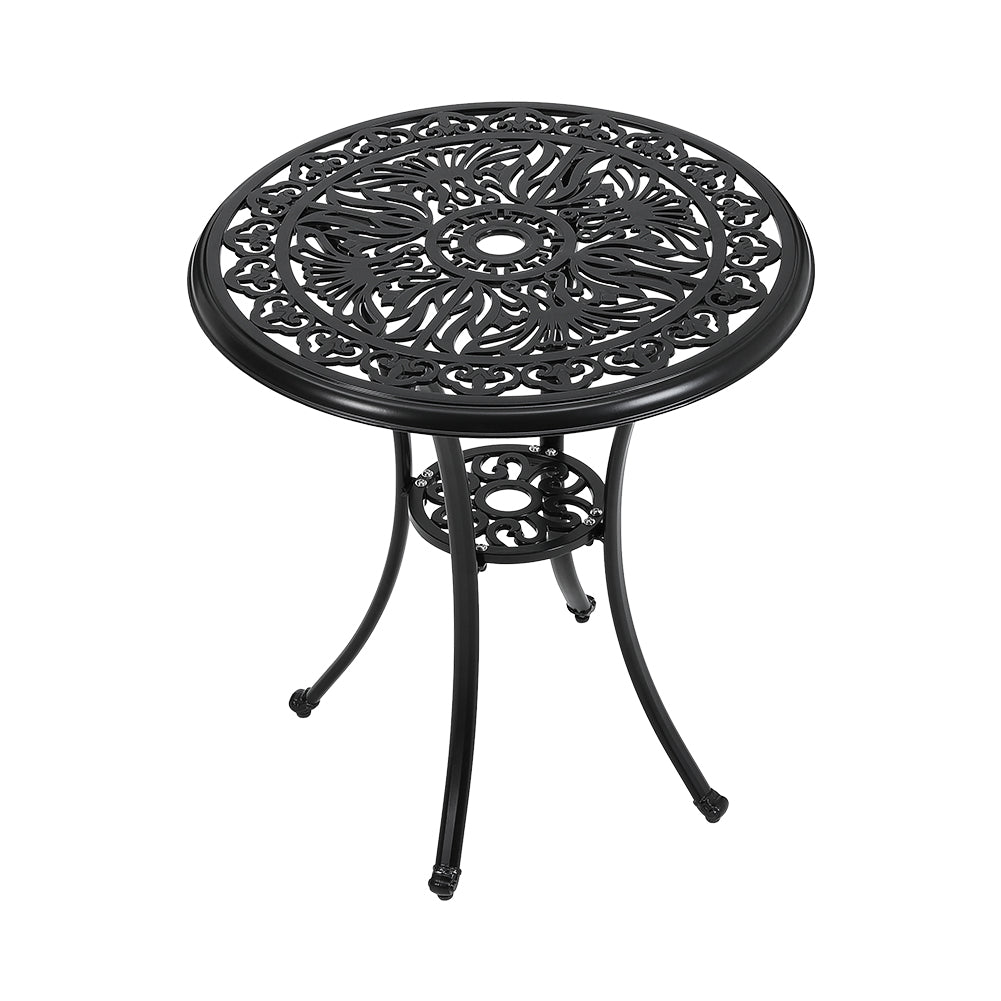 68cm Round Hollow Poinciana Patio Table with Central Umbrella Hole – Metal Outdoor Table
