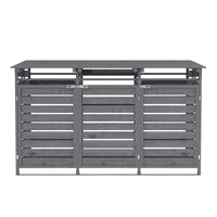 6x3ft spruce wood bin storage shed with natural finish and dual-opening top lids